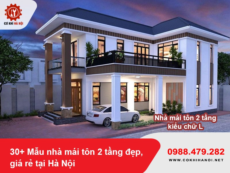 Nhà mái tôn 2 tầng kiểu chữ L