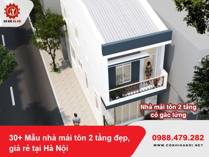 Nhà mái tôn 2 tầng có gác lửng