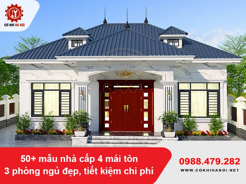 50+ mẫu nhà cấp 4 mái tôn 3 phòng ngủ đẹp, tiết kiệm chi phí