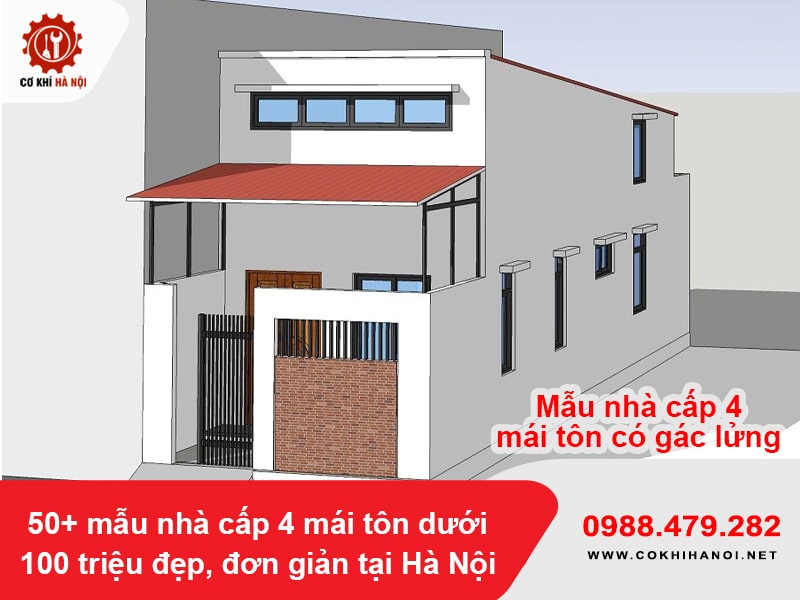 Mẫu nhà cấp 4 mái tôn có gác lửng