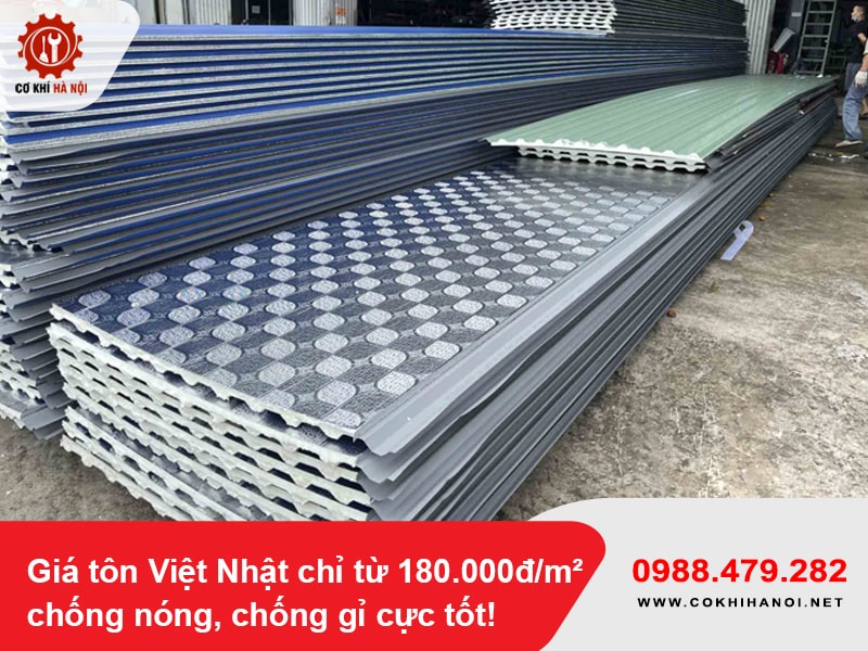 Giá tôn Việt Nhật chỉ từ 180.000đ/m², chống nóng, chống gỉ cực tốt!