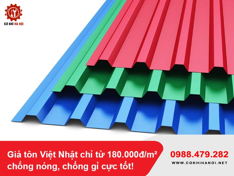Giá tôn Việt Nhật chỉ từ 180.000đ/m², chống nóng, chống gỉ cực tốt!