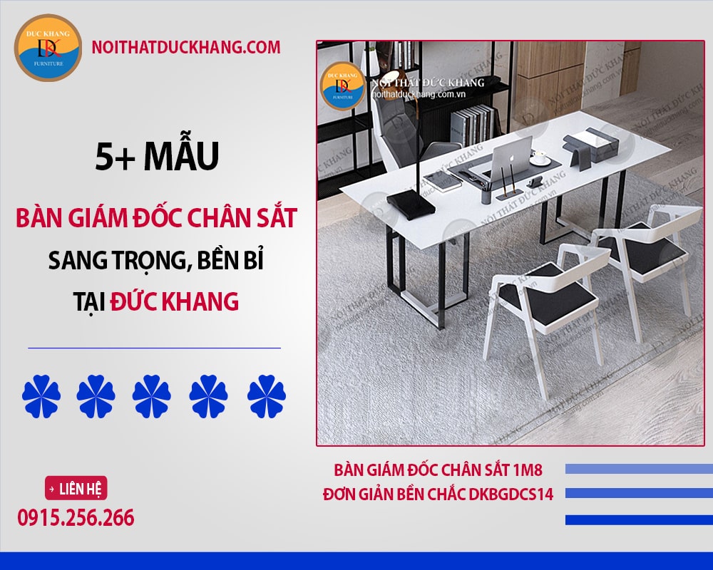 Bàn giám đốc chân sắt 1m8 đơn giản bền chắc DKBGDCS14