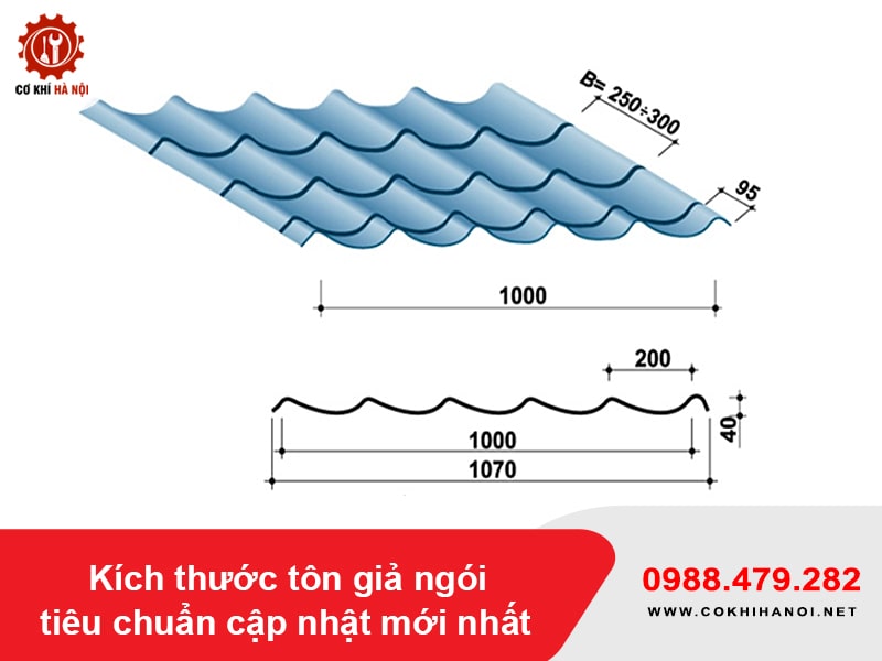 Kích thước tôn giả ngói tiêu chuẩn cập nhật mới nhất 2025