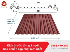 Kích thước tôn giả ngói tiêu chuẩn cập nhật mới nhất 2025