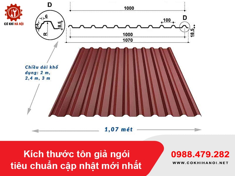 Kích thước tôn giả ngói tiêu chuẩn cập nhật mới nhất 2025