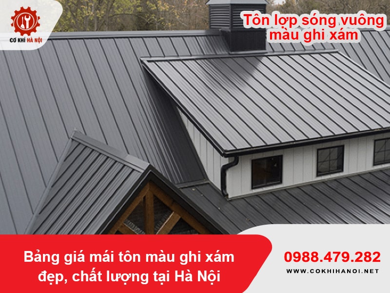 Tôn lợp sóng vuông màu ghi xám