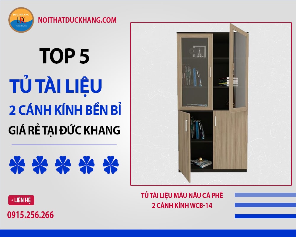 Top 5 tủ tài liệu 2 cánh kính bền bỉ, giá rẻ tại Đức Khang
