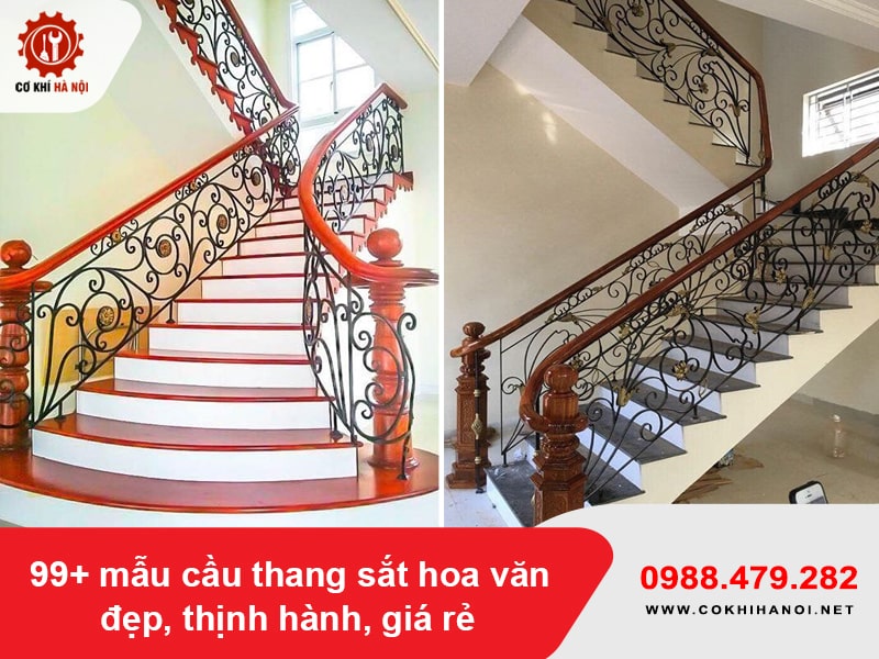 99+ mẫu cầu thang sắt hoa văn đẹp, thịnh hành, giá rẻ
