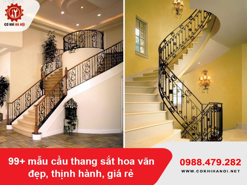 99+ mẫu cầu thang sắt hoa văn đẹp, thịnh hành, giá rẻ