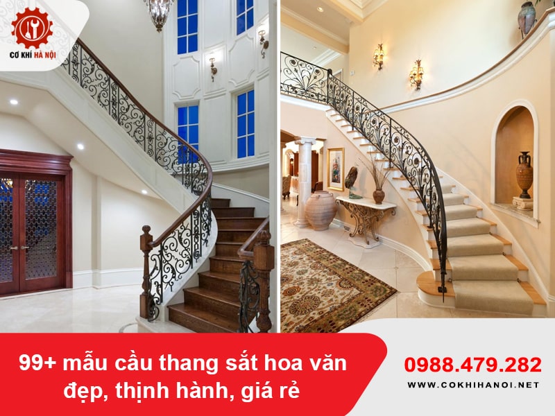 99+ mẫu cầu thang sắt hoa văn đẹp, thịnh hành, giá rẻ