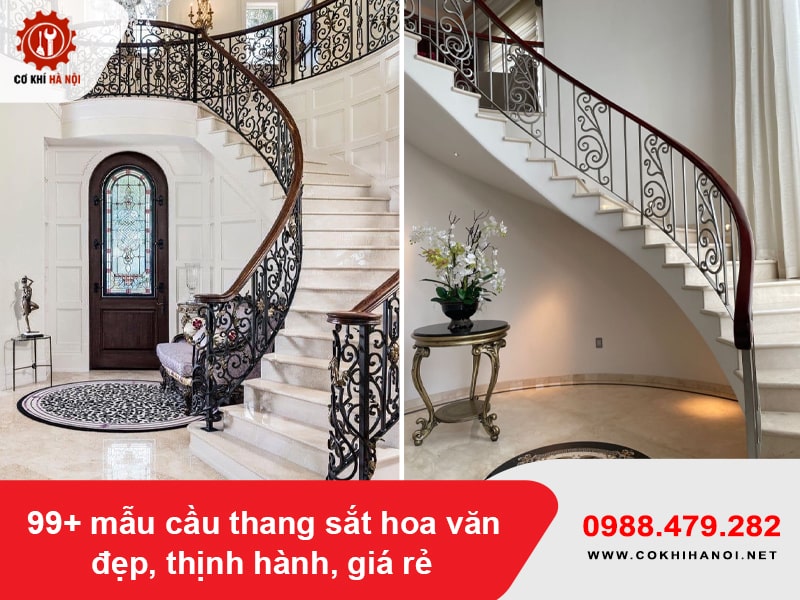 99+ mẫu cầu thang sắt hoa văn đẹp, thịnh hành, giá rẻ