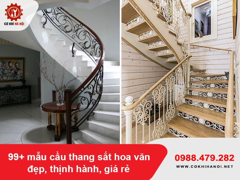 99+ mẫu cầu thang sắt hoa văn đẹp, thịnh hành, giá rẻ