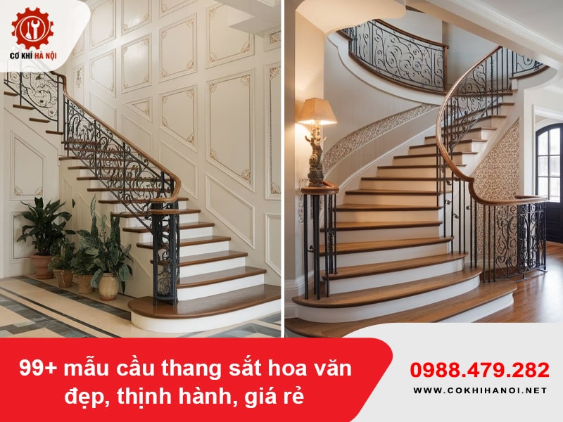 99+ mẫu cầu thang sắt hoa văn đẹp, thịnh hành, giá rẻ