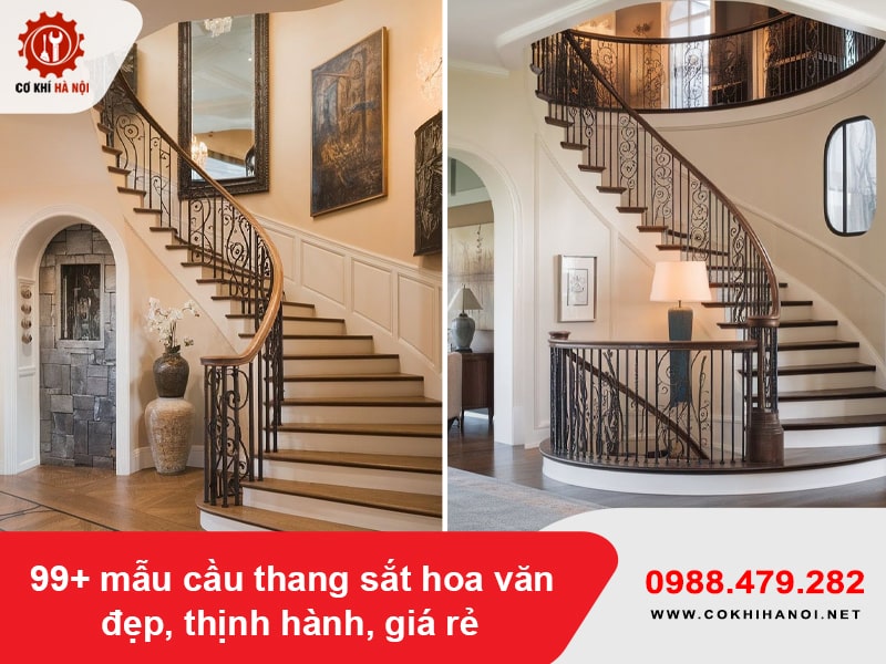 99+ mẫu cầu thang sắt hoa văn đẹp, thịnh hành, giá rẻ