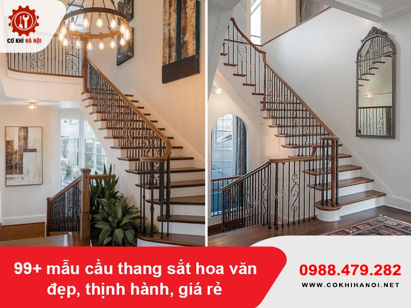 99+ mẫu cầu thang sắt hoa văn đẹp, thịnh hành, giá rẻ