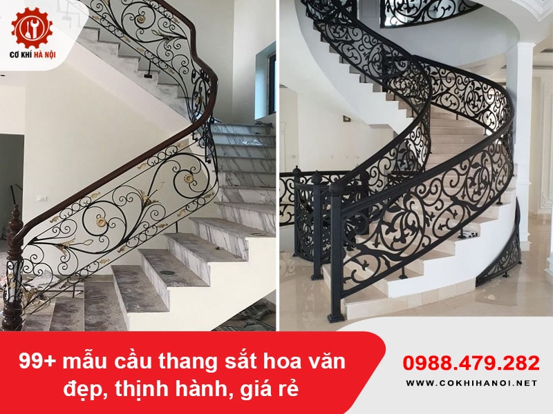 99+ mẫu cầu thang sắt hoa văn đẹp, thịnh hành, giá rẻ