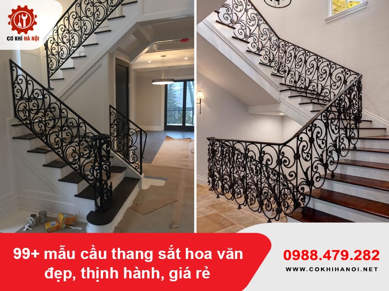 99+ mẫu cầu thang sắt hoa văn đẹp, thịnh hành, giá rẻ