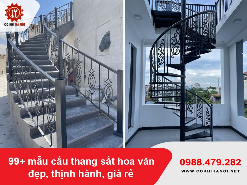 99+ mẫu cầu thang sắt hoa văn đẹp, thịnh hành, giá rẻ