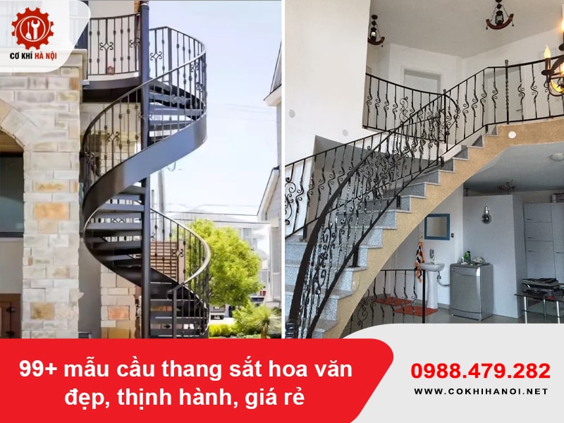99+ mẫu cầu thang sắt hoa văn đẹp, thịnh hành, giá rẻ