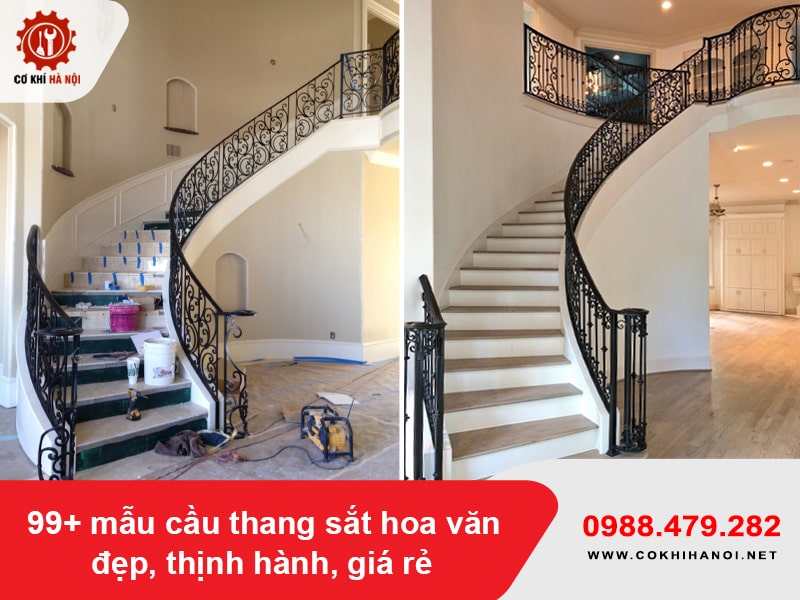 99+ mẫu cầu thang sắt hoa văn đẹp, thịnh hành, giá rẻ