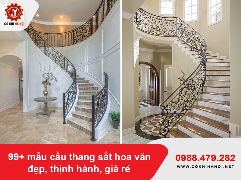 99+ mẫu cầu thang sắt hoa văn đẹp, thịnh hành, giá rẻ