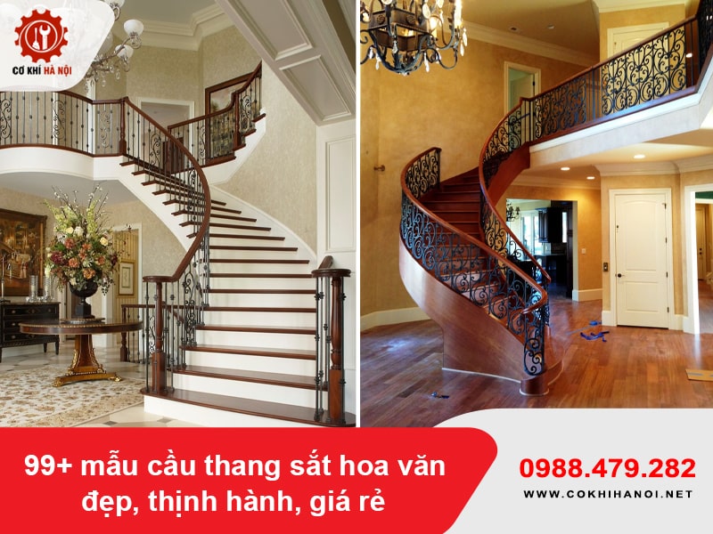 99+ mẫu cầu thang sắt hoa văn đẹp, thịnh hành, giá rẻ