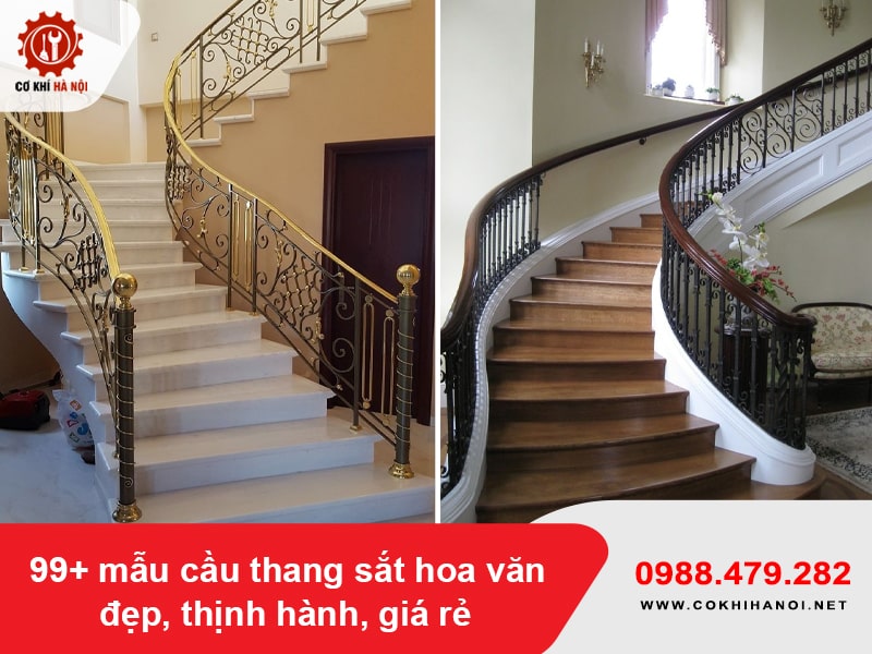 99+ mẫu cầu thang sắt hoa văn đẹp, thịnh hành, giá rẻ