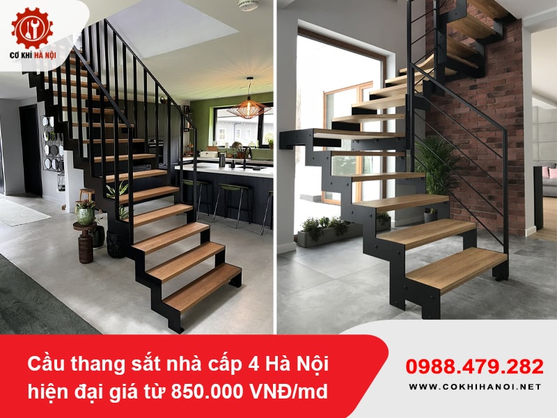 Cầu thang sắt nhà cấp 4 Hà Nội hiện đại giá từ 850.000 VNĐ/md