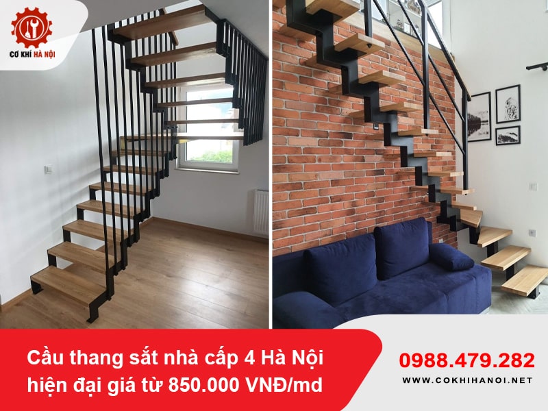 Cầu thang sắt nhà cấp 4 Hà Nội hiện đại giá từ 850.000 VNĐ/md