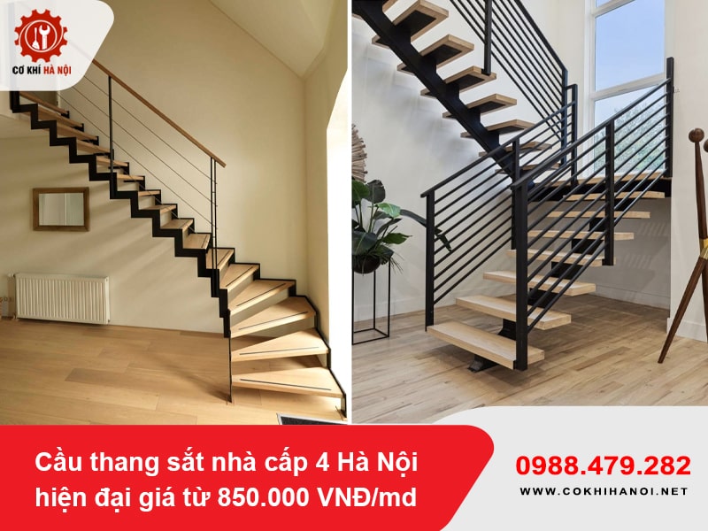 Cầu thang sắt nhà cấp 4 Hà Nội hiện đại giá từ 850.000 VNĐ/md