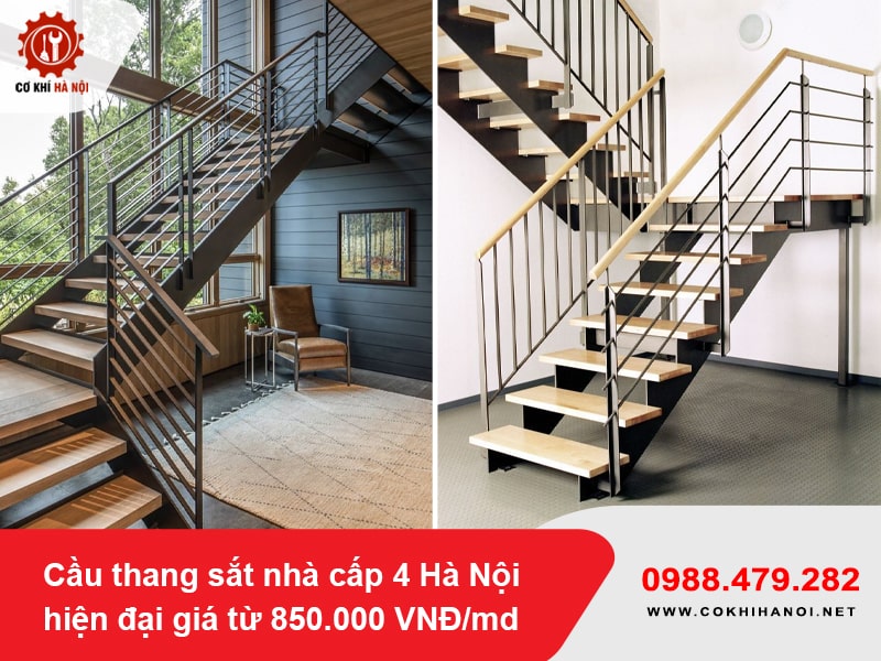 Cầu thang sắt nhà cấp 4 Hà Nội hiện đại giá từ 850.000 VNĐ/md