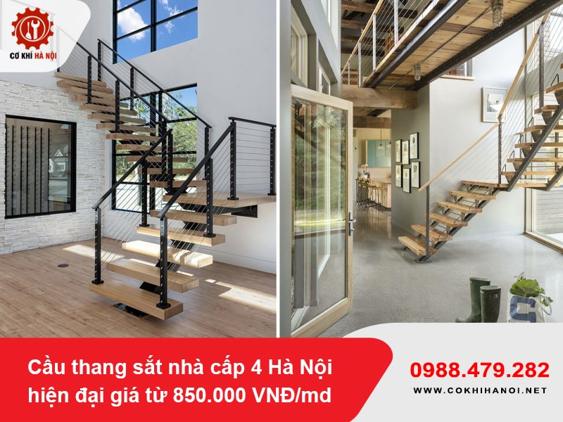 Cầu thang sắt nhà cấp 4 Hà Nội hiện đại giá từ 850.000 VNĐ/md