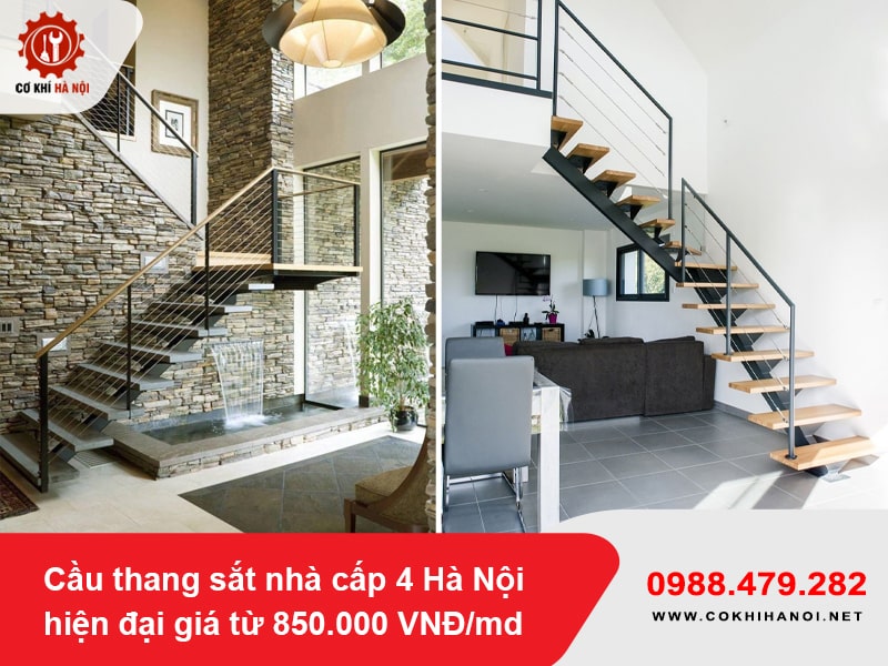 Cầu thang sắt nhà cấp 4 Hà Nội hiện đại giá từ 850.000 VNĐ/md