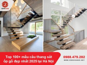 Top 100+ mẫu cầu thang sắt ốp gỗ đẹp nhất 2025 tại Hà Nội