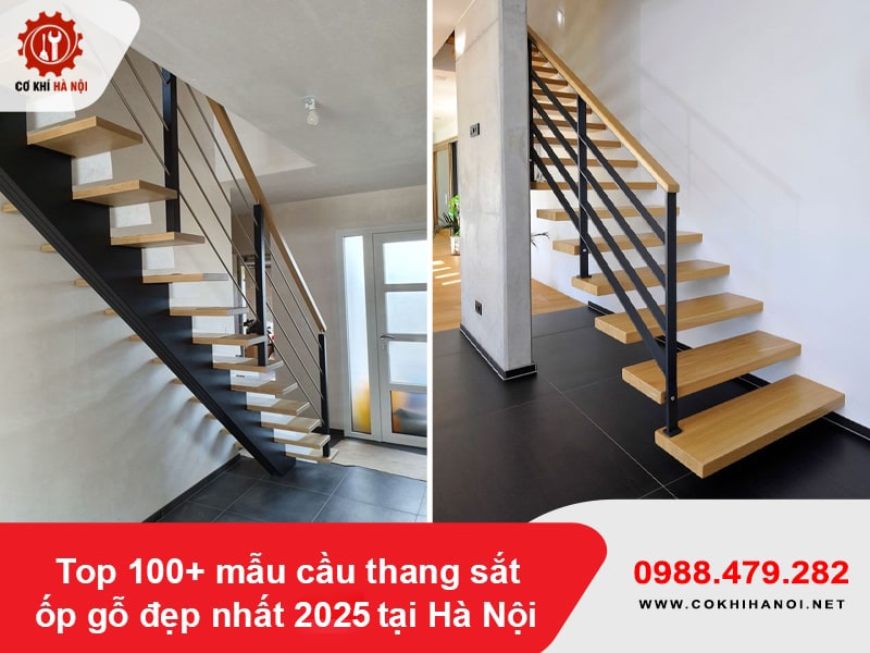 Top 100+ mẫu cầu thang sắt ốp gỗ đẹp nhất 2025 tại Hà Nội