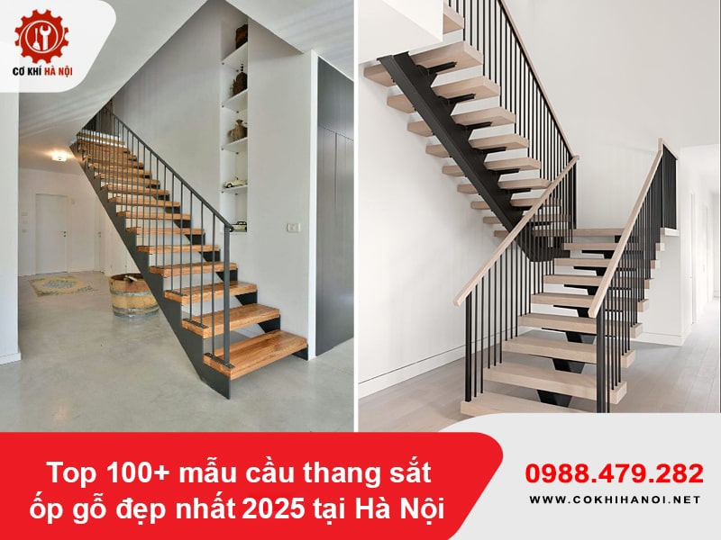 Top 100+ mẫu cầu thang sắt ốp gỗ đẹp nhất 2025 tại Hà Nội