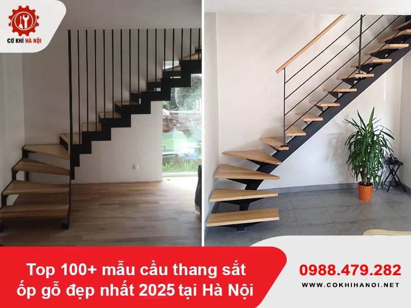 Top 100+ mẫu cầu thang sắt ốp gỗ đẹp nhất 2025 tại Hà Nội