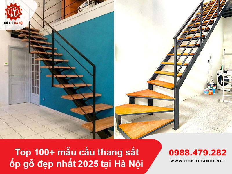 Top 100+ mẫu cầu thang sắt ốp gỗ đẹp nhất 2025 tại Hà Nội