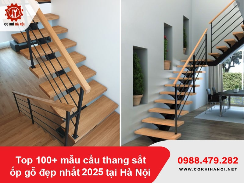 Top 100+ mẫu cầu thang sắt ốp gỗ đẹp nhất 2025 tại Hà Nội