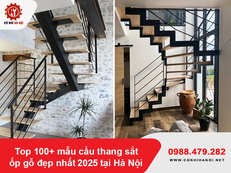 Top 100+ mẫu cầu thang sắt ốp gỗ đẹp nhất 2025 tại Hà Nội