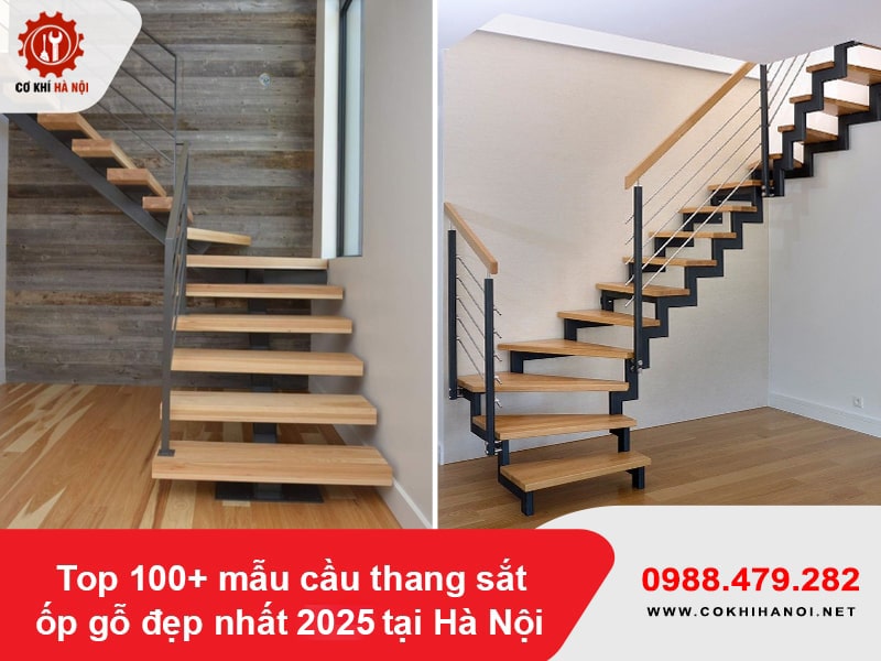 Top 100+ mẫu cầu thang sắt ốp gỗ đẹp nhất 2025 tại Hà Nội
