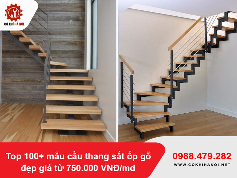 Top 100+ mẫu cầu thang sắt ốp gỗ đẹp giá từ 750.000 VNĐ/md