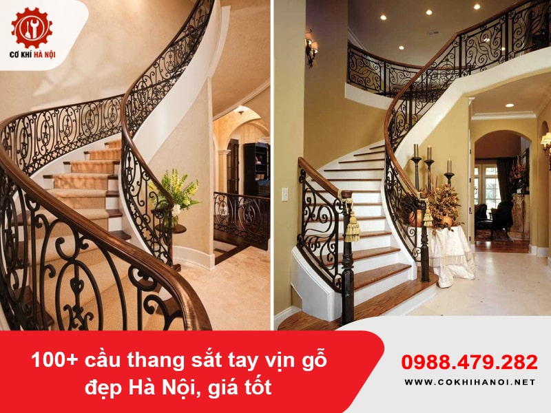 100+ cầu thang sắt tay vịn gỗ đẹp Hà Nội, giá tốt 2025