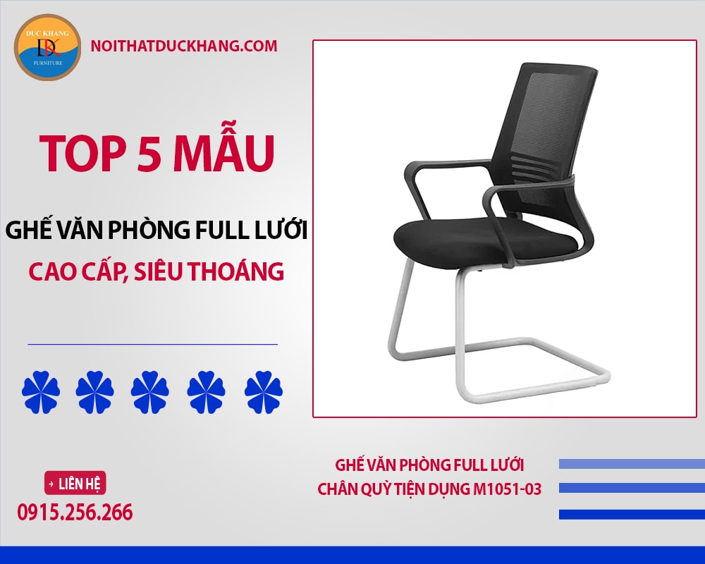 Ghế văn phòng full lưới chân quỳ tiện dụng M1051-03