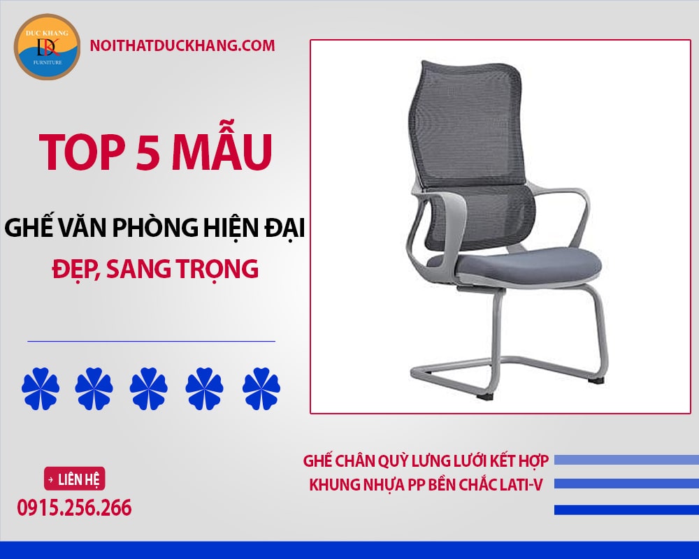 Ghế chân quỳ lưng lưới kết hợp khung nhựa PP bền chắc Lati-V