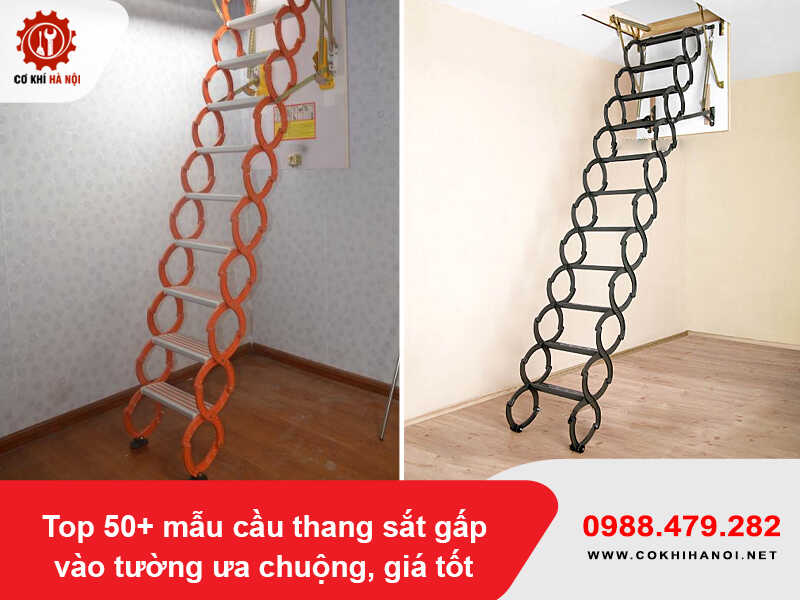 Top 50+ mẫu cầu thang sắt gấp vào tường ưa chuộng, giá tốt