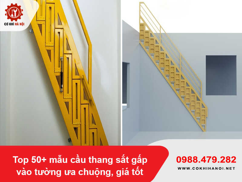 Top 50+ mẫu cầu thang sắt gấp vào tường ưa chuộng, giá tốt