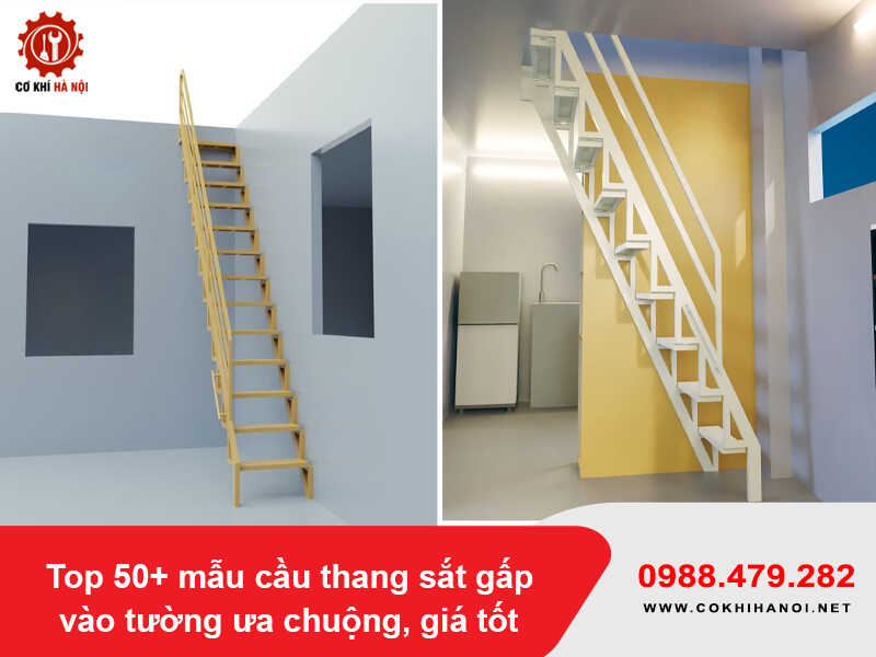 Top 50+ mẫu cầu thang sắt gấp vào tường ưa chuộng, giá tốt
