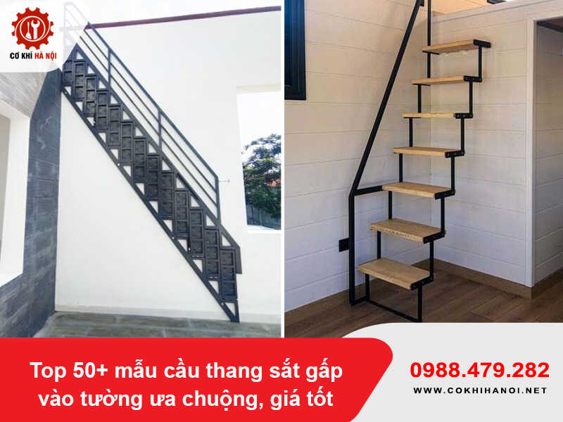 Top 50+ mẫu cầu thang sắt gấp vào tường ưa chuộng, giá tốt